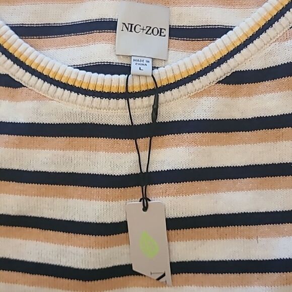 Nic+Zoe Vital Striped Sweater Tank Cream, Black, Mustard, Tan Size L - Picture 10 of 15